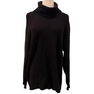 Free People Black Oversized Turtleneck Sweater XS Slouchy Pullover Fall Winter